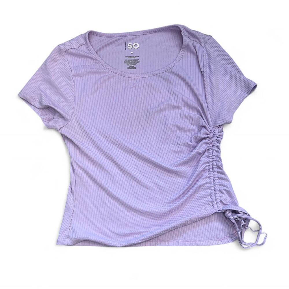 Purple‎ ribbed short sleeve top